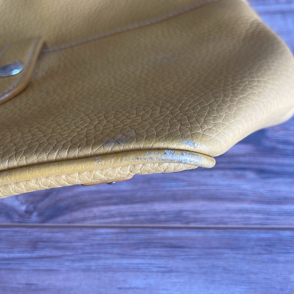 Dooney & Bourke Newbury Crescent Yellow Pebbled Leather Large Double Pocket Tote - Picture 7 of 14